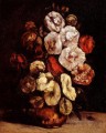 Hollyhocks In A Copper Bowl Realist Realism painter Gustave Courbet
